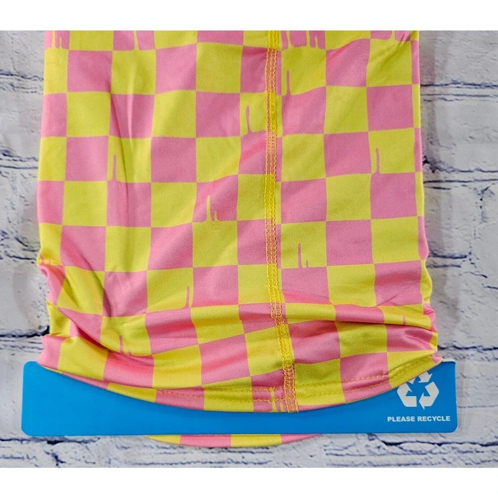 Neff Pink Yellow Checkerboard Facemask Face Cover Mask Gaiter